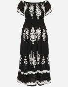 j&x Rochie Neagră cu croială spaniolă decorată cu model oriental Aravine