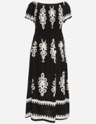 j&x Rochie Neagră cu croială spaniolă decorată cu model oriental Aravine