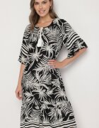 j&x Rochie neagră cu croială tip cutie cu legătură la decolteu cu imprimeu vegetal Mirionela