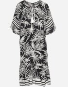 j&x Rochie neagră cu croială tip cutie cu legătură la decolteu cu imprimeu vegetal Mirionela