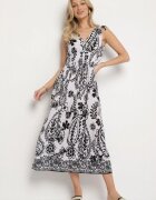 j&x Rochie neagră cu imprimeu floral și decolteu petrecut cu elastic în talie Orrune
