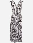 j&x Rochie neagră cu imprimeu floral și decolteu petrecut cu elastic în talie Orrune