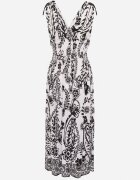 j&x Rochie neagră cu imprimeu floral și decolteu petrecut cu elastic în talie Orrune