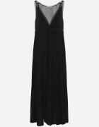 j&x Rochie Neagră cu Vâscoză și Model Croșetat Meviellea