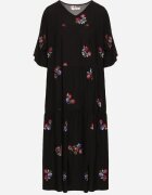 j&x Rochie Neagră de Vâscoză cu Croială Cloș și Mânecă Scurtă Givinia