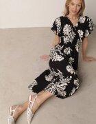 j&x Rochie neagră de viscoză cu croială cloș cu decolteu petrecut Morgassa