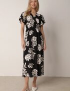 j&x Rochie neagră de viscoză cu croială cloș cu decolteu petrecut Morgassa