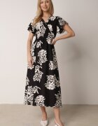 j&x Rochie neagră de viscoză cu croială cloș cu decolteu petrecut Morgassa