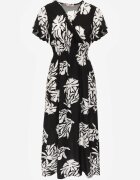 j&x Rochie neagră de viscoză cu croială cloș cu decolteu petrecut Morgassa