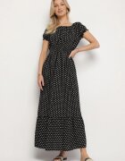 j&x Rochie Neagră din Bumbac cu Buline Ellisla