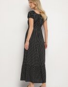 j&x Rochie Neagră din Bumbac cu Buline Ellisla
