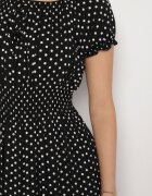j&x Rochie Neagră din Bumbac cu Buline Ellisla