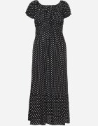 j&x Rochie Neagră din Bumbac cu Buline Ellisla