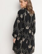 j&x Rochie Neagră din Bumbac Decorată cu Broderie cu Palmieri Zeliova