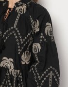 j&x Rochie Neagră din Bumbac Decorată cu Broderie cu Palmieri Zeliova