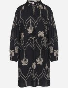 j&x Rochie Neagră din Bumbac Decorată cu Broderie cu Palmieri Zeliova