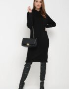 j&x Rochie Neagră Din lână cu glugă cu dungi Tyrwe