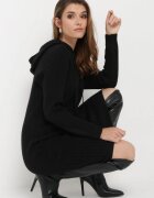 j&x Rochie Neagră Din lână cu glugă cu dungi Tyrwe