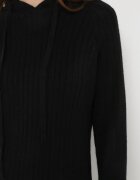 j&x Rochie Neagră Din lână cu glugă cu dungi Tyrwe