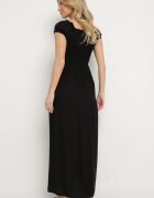 j&x Rochie neagră din vâscoză spaniolă cu partea de sus încrețită Jenanira