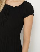 j&x Rochie neagră din vâscoză spaniolă cu partea de sus încrețită Jenanira