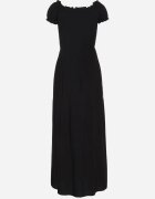 j&x Rochie neagră din vâscoză spaniolă cu partea de sus încrețită Jenanira
