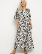 j&x Rochie Neagră din Viscoză cu Croială Dreaptă cu Legătură cu Imprimeu Floral Edirania