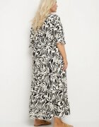 j&x Rochie Neagră din Viscoză cu Croială Dreaptă cu Legătură cu Imprimeu Floral Edirania