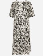 j&x Rochie Neagră din Viscoză cu Croială Dreaptă cu Legătură cu Imprimeu Floral Edirania