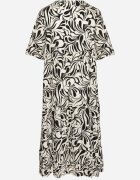 j&x Rochie Neagră din Viscoză cu Croială Dreaptă cu Legătură cu Imprimeu Floral Edirania