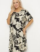 j&x Rochie neagră din viscoză cu flori Divolla