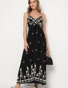 j&x Rochie neagră din Viscoză Decorată cu Broderii Lunireia