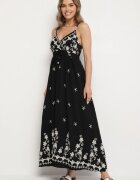 j&x Rochie neagră din Viscoză Decorată cu Broderii Lunireia