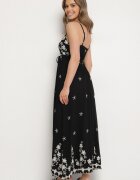 j&x Rochie neagră din Viscoză Decorată cu Broderii Lunireia