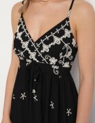 j&x Rochie neagră din Viscoză Decorată cu Broderii Lunireia