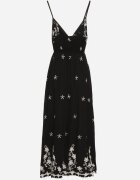 j&x Rochie neagră din Viscoză Decorată cu Broderii Lunireia