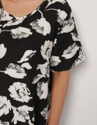 j&x Rochie Neagră dreaptă din vâscoză cu imprimeu floral Aranessa