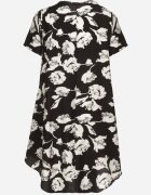 j&x Rochie Neagră dreaptă din vâscoză cu imprimeu floral Aranessa