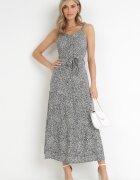 j&x Rochie Neagră Maxi cu bretele subțiri cu volan cu imprimeu floral Jessili