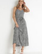 j&x Rochie Neagră Maxi cu bretele subțiri cu volan cu imprimeu floral Jessili