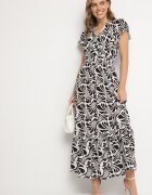 j&x Rochie neagră model petrecut cu volan cu imprimeu floral Flormoi