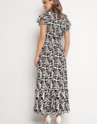 j&x Rochie neagră model petrecut cu volan cu imprimeu floral Flormoi