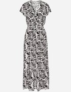 j&x Rochie neagră model petrecut cu volan cu imprimeu floral Flormoi