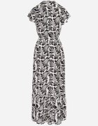 j&x Rochie neagră model petrecut cu volan cu imprimeu floral Flormoi