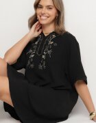 j&x Rochie Neagră Tip cutie cu nasturi și broderii decorative Jenivanea