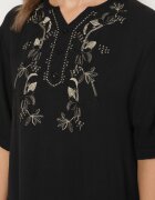 j&x Rochie Neagră Tip cutie cu nasturi și broderii decorative Jenivanea