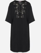 j&x Rochie Neagră Tip cutie cu nasturi și broderii decorative Jenivanea