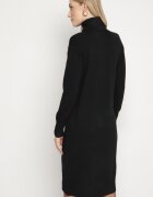 j&x Rochie Neagră Tricotată cu Bumbac cu Croială Dreaptă cu Guler Înalt Tesala