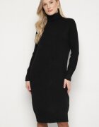 j&x Rochie Neagră Tricotată cu Bumbac cu Croială Dreaptă cu Guler Înalt Tesala