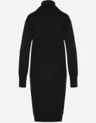 j&x Rochie Neagră Tricotată cu Bumbac cu Croială Dreaptă cu Guler Înalt Tesala